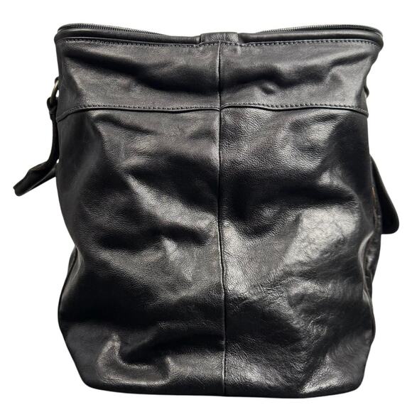 FOSSIL Men Black Leather Duffel Dr Bag Style Weekender Overnight Travel Carry-On - Picture 2 of 12